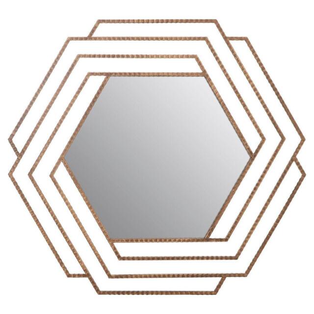 Interiors by Premier Beauly Antique Gold Hexagon Wall Mirror - image 1