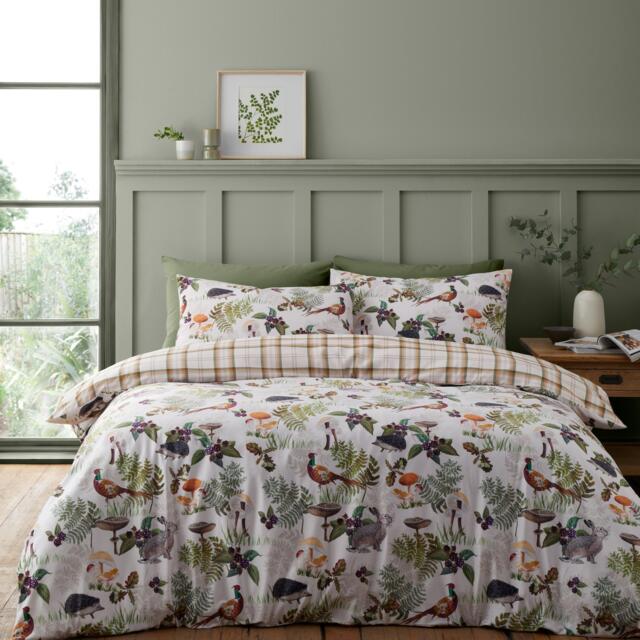 Catherine Lansfield Soft Velvet Woodland Walk Reversible Duvet Set - image 1