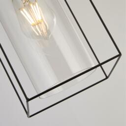 Lighting Collection Black Frame Single Pendant With Clear Inner Glass - thumbnail 4