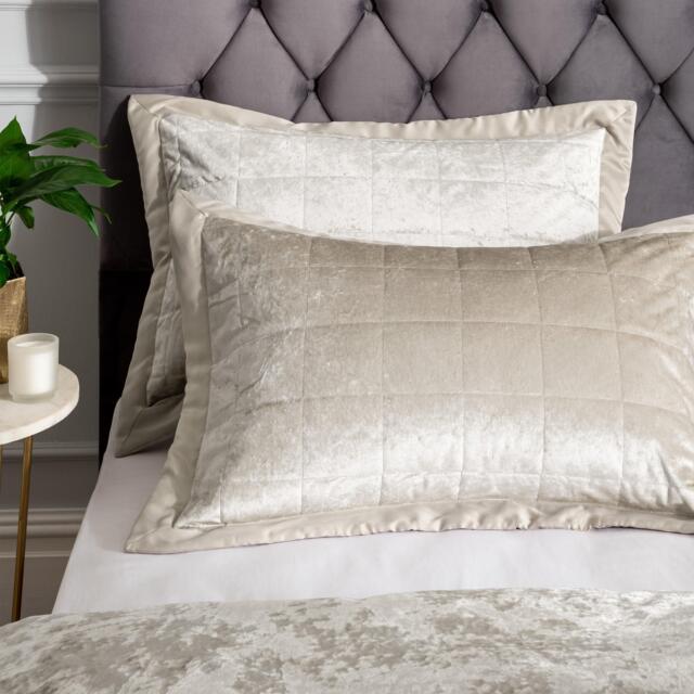 Catherine Lansfield Crushed Velvet Quilted Pillow sham Pair - image 1