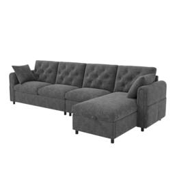 Urban Meuble Modern Velvet Sofa with Storage Chaise - thumbnail 9