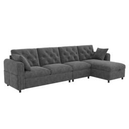 Urban Meuble Modern Velvet Sofa with Storage Chaise - thumbnail 7