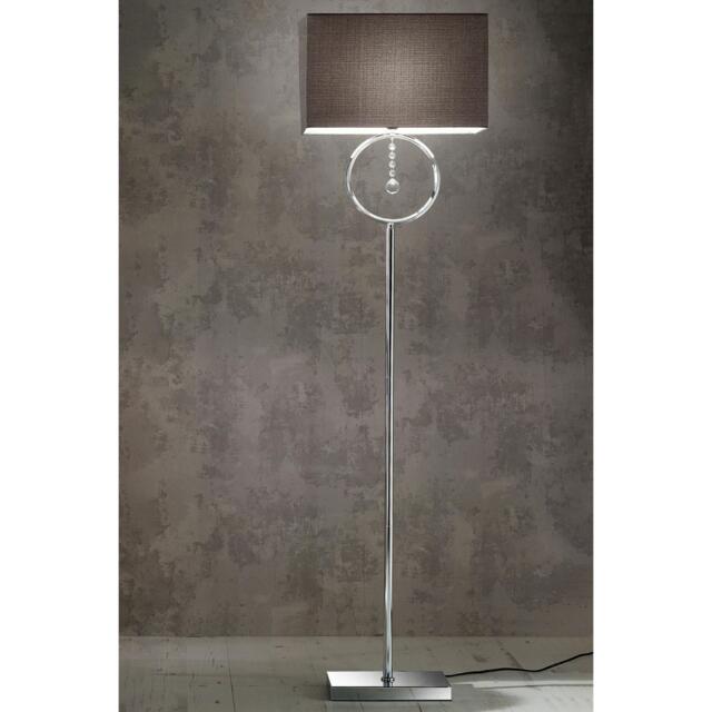 K Living Lizzy Chrome Floor Lamp with a Grey lampshade