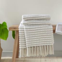 Catherine Lansfield Stab Stitch Tasselled 125x150cm Sofa Throw - thumbnail 1