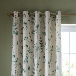 Catherine Lansfield Watercolour Leaves Lined Eyelet Curtains - thumbnail 3