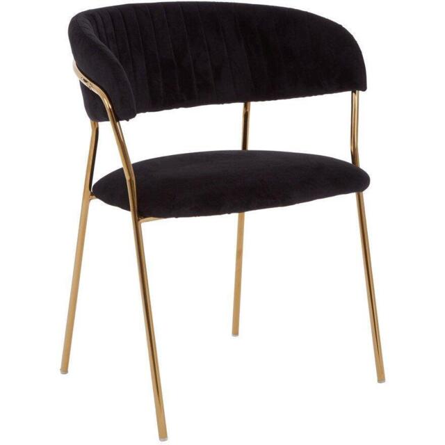 Interiors by Premier Tamzin Black Channel Gold Finish Dining Chair - image 1