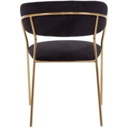 Interiors by Premier Tamzin Black Channel Gold Finish Dining Chair - thumbnail 2