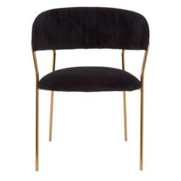 Interiors by Premier Tamzin Black Channel Gold Finish Dining Chair - thumbnail 4