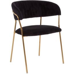 Interiors by Premier Tamzin Black Channel Gold Finish Dining Chair - thumbnail 1