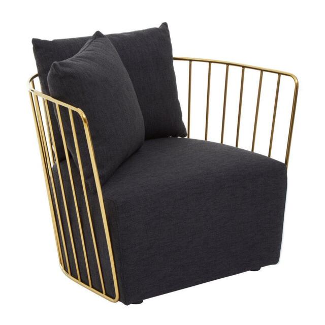 Fifty Five South Azalea Black Fabric and Metal Chair - image 1