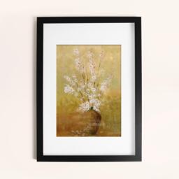 Laura Ashley Blossom in Vase Print in a Black Frame - thumbnail 1