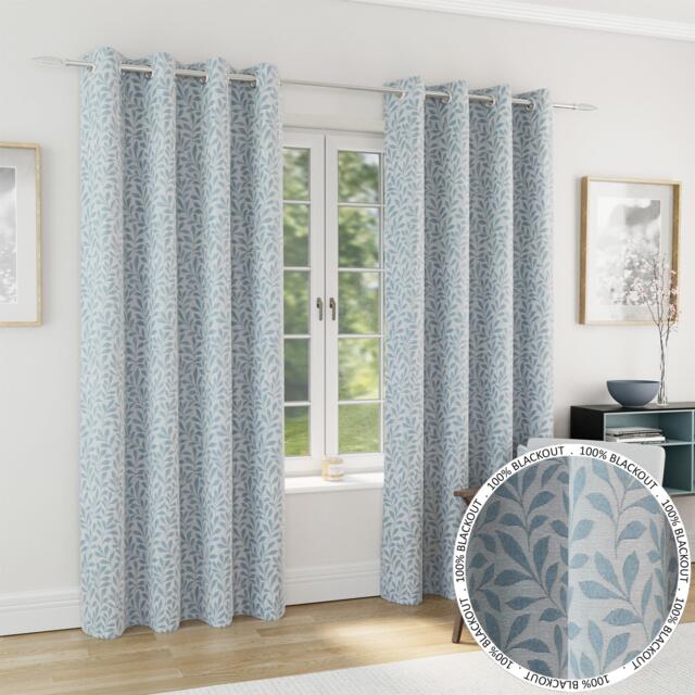 Enhanced Living Sherwood IceBlue Blackout Jacquard Eyelet Curtains - image 1