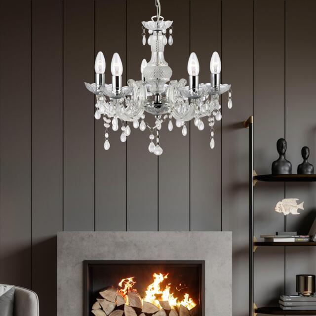 Lighting Collection Charlotte 5Lt Pendant - Clear Glass & Acrylic - image 1