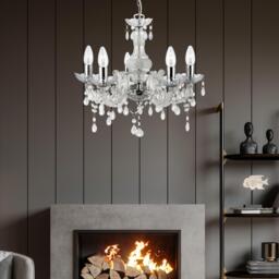 Lighting Collection Charlotte 5Lt Pendant - Clear Glass & Acrylic - thumbnail 1