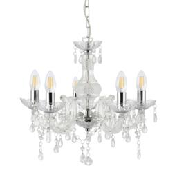 Lighting Collection Charlotte 5Lt Pendant - Clear Glass & Acrylic - thumbnail 3