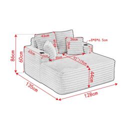 Urban Meuble Faux Fur Convertible Sleeper Sofa Chaise Lounge - thumbnail 6