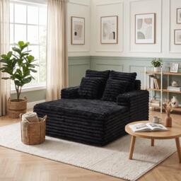 Urban Meuble Faux Fur Convertible Sleeper Sofa Chaise Lounge