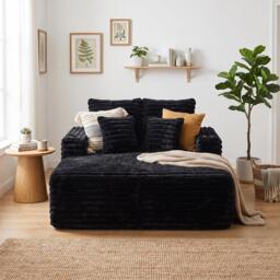 Urban Meuble Faux Fur Convertible Sleeper Sofa Chaise Lounge - thumbnail 3