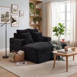 Urban Meuble Faux Fur Convertible Sleeper Sofa Chaise Lounge - thumbnail 2