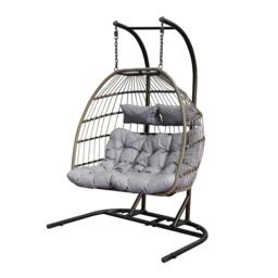 Linea Metal Frame Woven Rattan Hanging Egg Chair - thumbnail 2