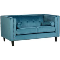 Interiors by Premier Felisa Two Seat Blue Velvet Sofa - thumbnail 4