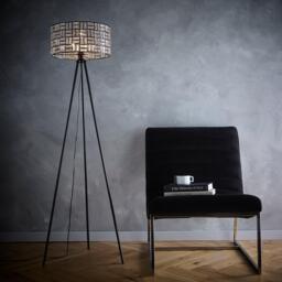 K Living Black Tripod Floor Lamp with Acrylic Glass Shade - thumbnail 2