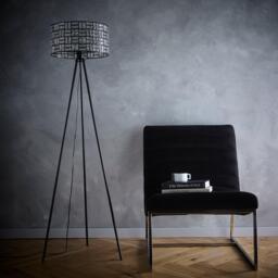 K Living Black Tripod Floor Lamp with Acrylic Glass Shade