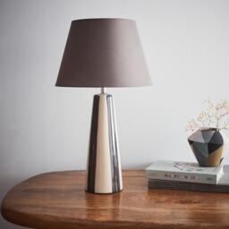 K Living Sola Tall Grey Stripe Ceramic Table Lamp - thumbnail 1