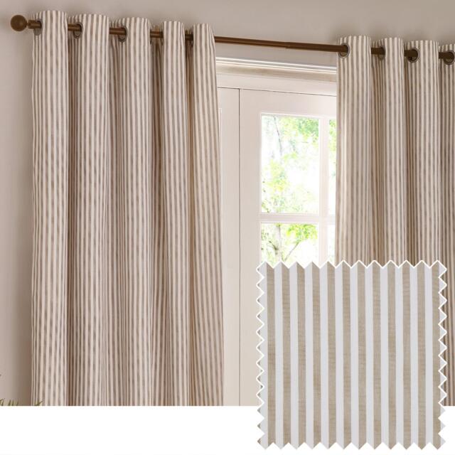 Yard Hebden Striped 100% Cotton Lined Eyelet Curtains - image 1