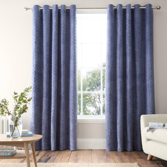 Bianca Attica Velvet Blackout Eyelet Curtains - image 1