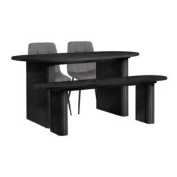 Birlea Axel Oval Fluted Dining Table With 2 Chairs And Be - thumbnail 7