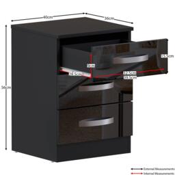 Lassic Vida Designs Hulio 3 Drawer Bedside Cabinet - thumbnail 2