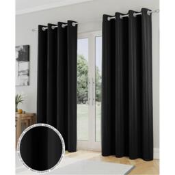 Enhanced Living Supersoft Black Thermal Blockout Eyelet Curtains