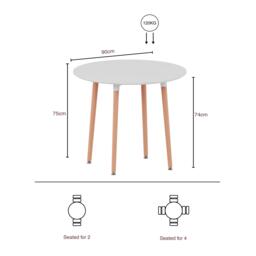Lassic Vida Designs Batley 4 Seater Round Dining Table - thumbnail 2
