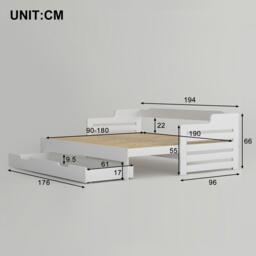 Urban Meuble White Wooden Sofa Bed with Storage Drawer - thumbnail 5