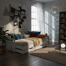 Urban Meuble White Wooden Sofa Bed with Storage Drawer - thumbnail 2