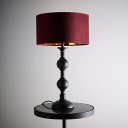K Living Candelabra Black Metal Base Lamp with Velvet Shade - thumbnail 1