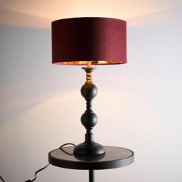K Living Candelabra Black Metal Base Lamp with Velvet Shade - thumbnail 2