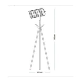 K Living Fulton Tripod Copper Cage Floor Lamp Industrial - thumbnail 3