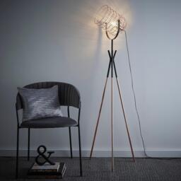 K Living Fulton Tripod Copper Cage Floor Lamp Industrial - thumbnail 2