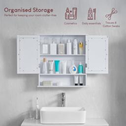 Lassic Priano 2 Door Mirrored Wall Cabinet With Shelf - thumbnail 3