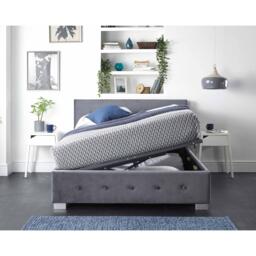 Aspire Side Opening Ottoman Storage in Grey Linen, Superk - thumbnail 2