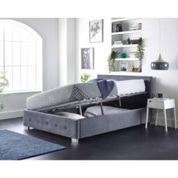 Aspire Side Opening Ottoman Storage in Grey Linen, Superk - thumbnail 4