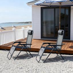 Linea Reclining Steel Frame Mesh Garden Chairs - thumbnail 1