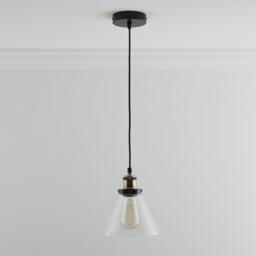 K Living Lucy One Light Hanging Clear Glass Ceiling Pendant - thumbnail 1