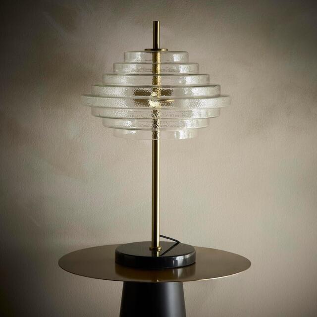 K Living Aspen 2 Light Tiered Glass Brass Table Lamp - image 1