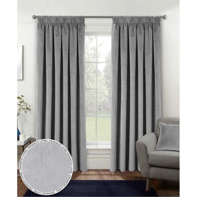 Enhanced Living Oxford Grey Velvet Blackout Tape Top Curtains - image 1