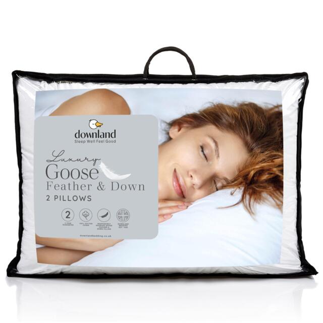 Downland Luxury Cotton Goose Feather & Down Pillow Pair - image 1