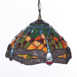 K Living Tiffany Glass Dragonfly Motif Ceiling Shade