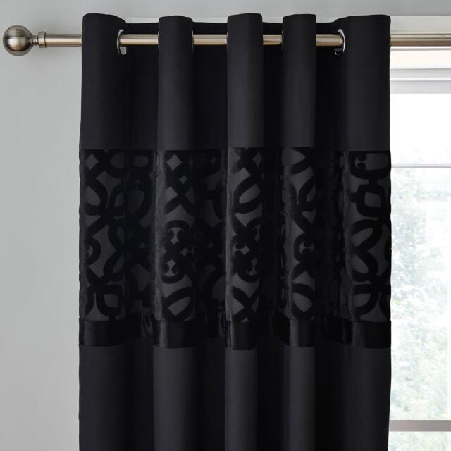 Catherine Lansfield Lattice Cut Velvet Lined Eyelet Curtains - image 1